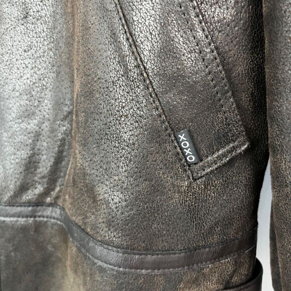 XOXO Jacket Womens/Mens Leather Brown Bomber Size Medium - Picture 4 of 13